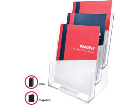 deflecto Porte-brochures, A4 portrait, 3 compartiments