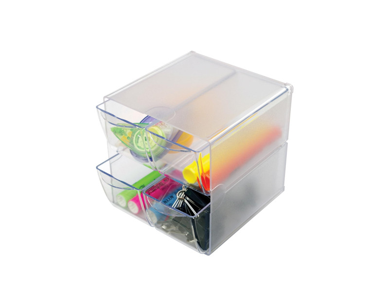 deflecto Boîte de rangement Cube, 4 tiroirs, cristal