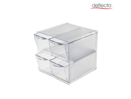 deflecto Boîte de rangement Cube, 4 tiroirs, cristal
