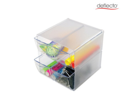 deflecto Boîte de rangement Cube, 4 tiroirs, cristal