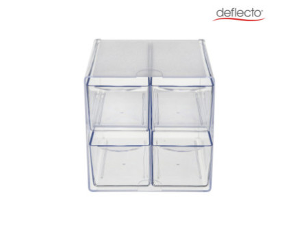 deflecto Boîte de rangement Cube, 4 tiroirs, cristal