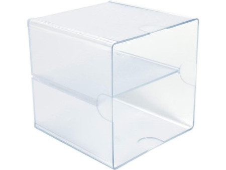 deflecto Boîte de rangement Cube, 2 casiers, cristal