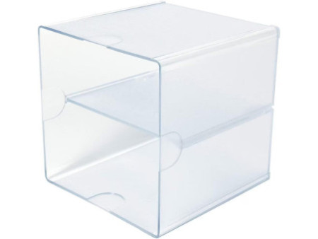 deflecto Boîte de rangement Cube, 2 casiers, cristal