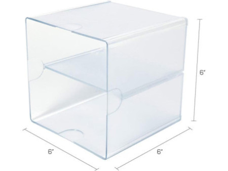 deflecto Boîte de rangement Cube, 2 casiers, cristal