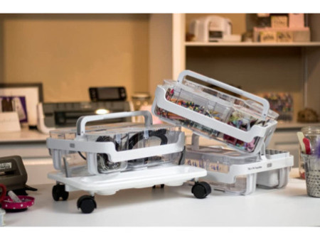 deflecto Plateau de transport à roulettes Stack 'N' Go,blanc