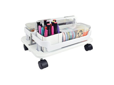 deflecto Plateau de transport à roulettes Stack 'N' Go,blanc