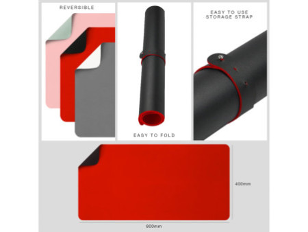 deflecto Sous-main, 800 x 400 mm, noir/rouge