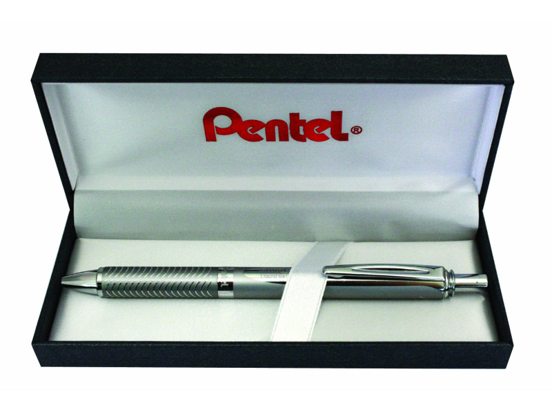 Pentel Roller à encre gel EnerGel Sterling BL407, argent