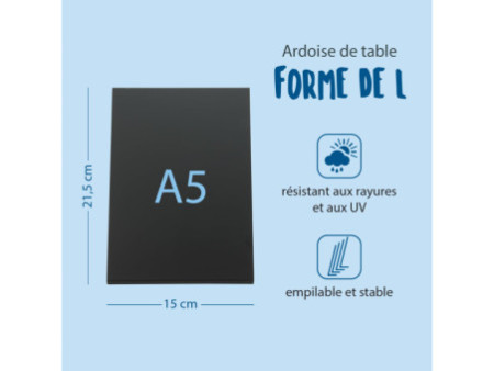 Securit Ardoise de table L-SHAPE, A5, noir