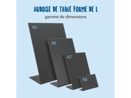 Securit Ardoise de table L-SHAPE, A6, noir