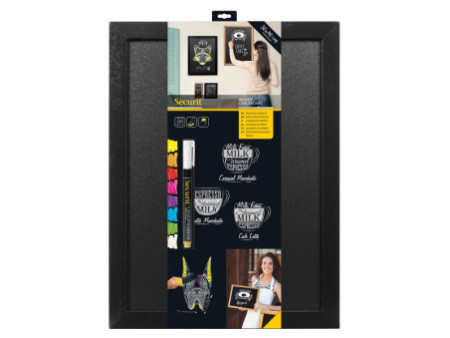 Securit Ardoise murale WOODY, avec cadre en bois, noir
