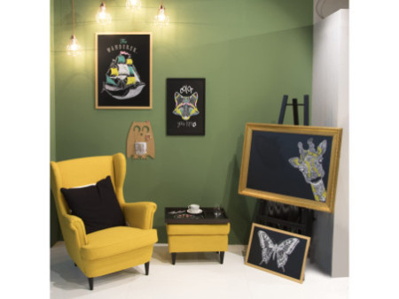 Securit Ardoise murale WOODY, avec cadre en bois, noir