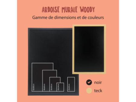 Securit Ardoise murale WOODY, avec cadre en bois, noir