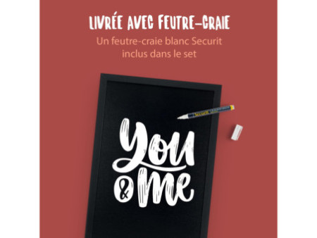 Securit Ardoise murale WOODY, avec cadre en bois, noir