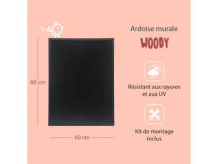 Securit Ardoise murale WOODY, avec cadre en bois, noir