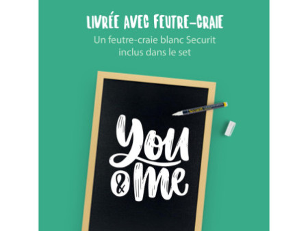 Securit Ardoise murale WOODY, avec cadre en bois, teck