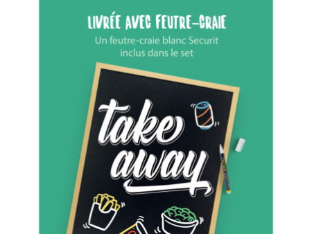 Securit Ardoise murale WOODY, avec cadre en bois, teck