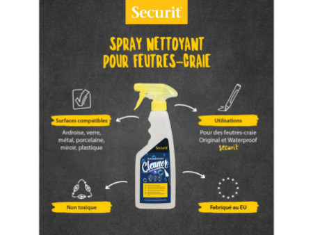 Securit Spray nettoyant CLEANER, pour feutres-craies, 500 ml