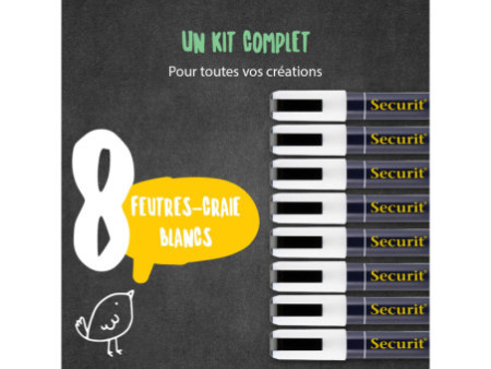 Securit Feutre-craie ORIGINAL MEDIUM, étui de 8, blanc