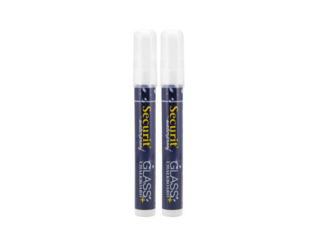 Securit Feutre-craie WATERPROOF MEDIUM, blister de 2, blanc