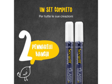 Securit Feutre-craie WATERPROOF MEDIUM, blister de 2, blanc