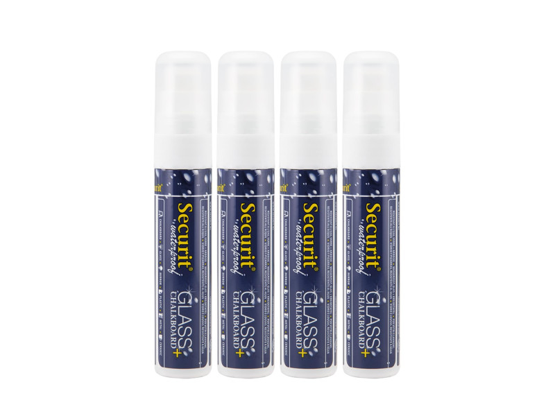 Securit Feutre-craie WATERPROOF LARGE, étui de 4, blanc