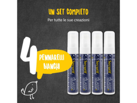 Securit Feutre-craie WATERPROOF LARGE, étui de 4, blanc