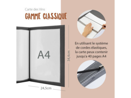 Securit Carte des vins CLASSIC, A4, noir