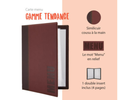 Securit Protège-menus TRENDY, A4, bordeaux
