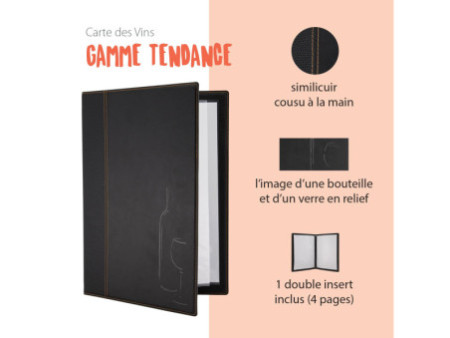 Securit Carte des vins TRENDY, A4, noir