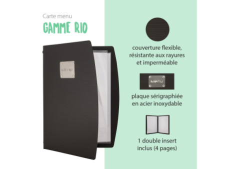 Securit Protège-menus RIO MENU, A4, noir