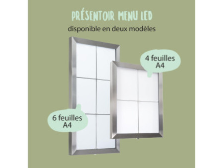 Securit Vitrine d'affichage LED STAINLESS STEEL, 4x feuilles