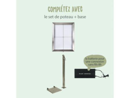 Securit Vitrine d'affichage LED STAINLESS STEEL, 4x feuilles