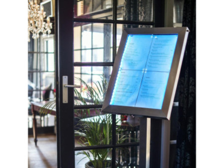 Securit Vitrine d'affichage LED STAINLESS STEEL, 4x feuilles