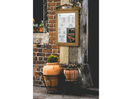 Securit Vitrine d'affichage LED RUSTIC, 4 x A4, acajou