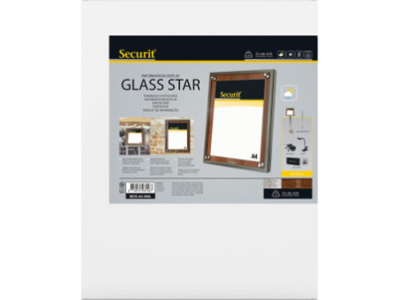Securit Vitrine d'affichage GLASS STAR, 1x feuille A4, noyer