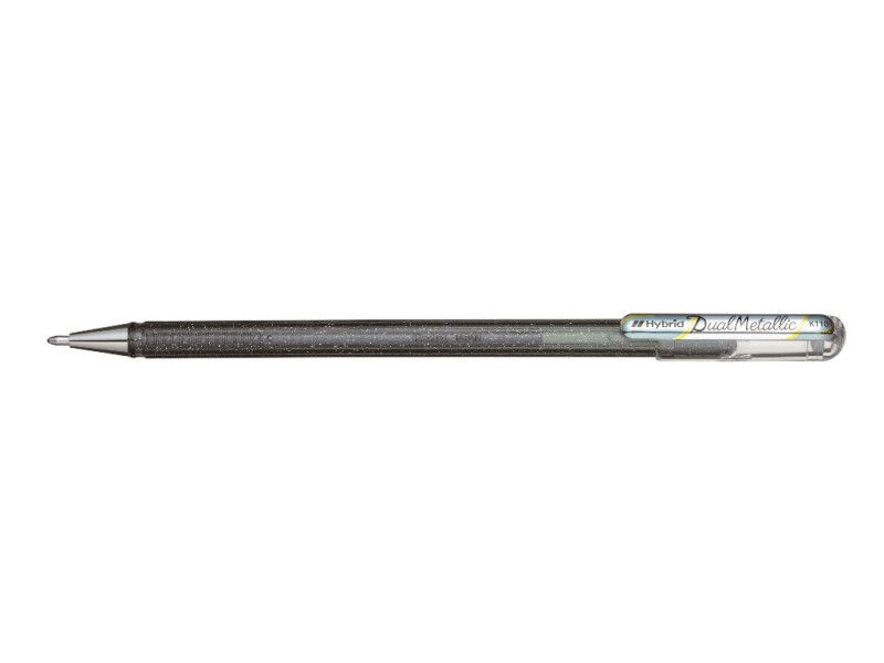 Pentel Hybrid Stylo roller encre gel 'Dual Pen', argent