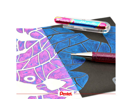 Pentel Hybrid Stylo roller encre gel 'Dual Pen', argent