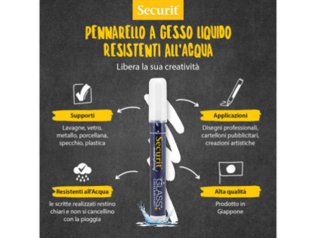 Securit Feutre-craie WATERPROOF MEDIUM, étui de 4, assorti