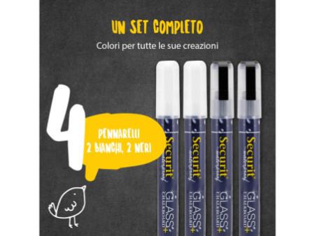 Securit Feutre-craie WATERPROOF MEDIUM, étui de 4, assorti