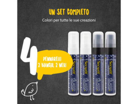Securit Feutre-craie WATERPROOF LARGE, étui de 4, assorti