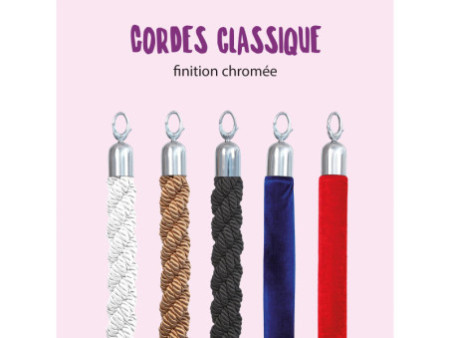 Securit Corde pour poteau d'accueil CLASSIC, noir / chrome