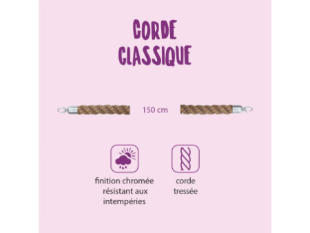 Securit Corde pour poteau d'accueil CLASSIC, bronze / chrome