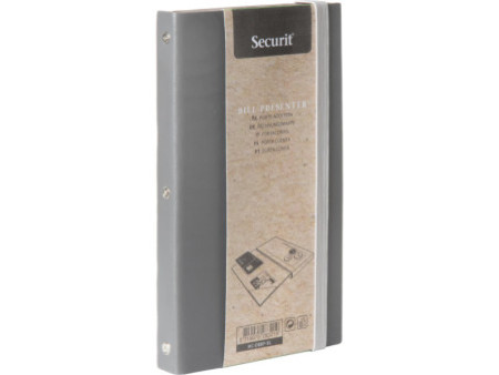 Securit Pochette pour additions WOOD, en cuir et bois, gris