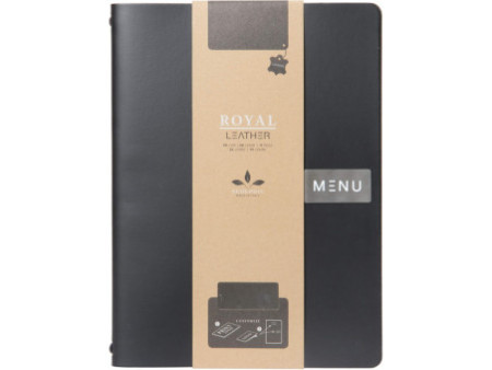 Securit Protège-menus ROYAL, A4, en cuir, noir