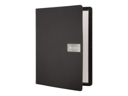Securit Protège-menus RAW, A4, en cuir véritable, noir
