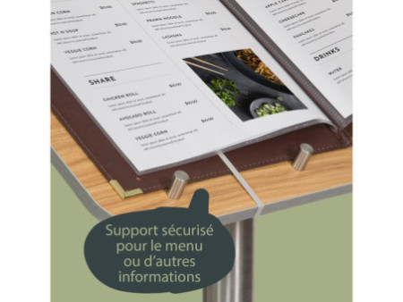 Securit Porte-menus, en bois et en acier inoxydable