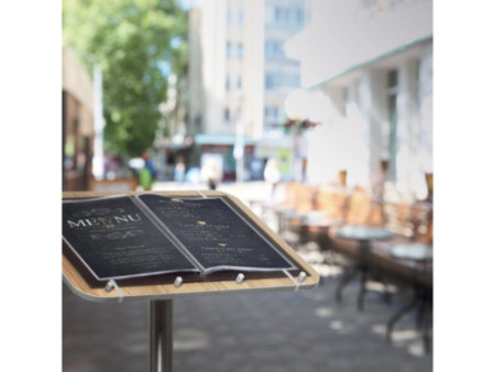 Securit Porte-menus, en bois et en acier inoxydable