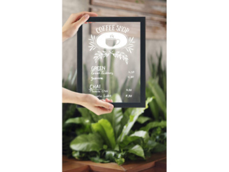 Securit Ardoise murale WOODY, en verre, cadre bois, noir