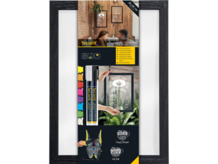 Securit Ardoise murale WOODY, en verre, cadre bois, noir